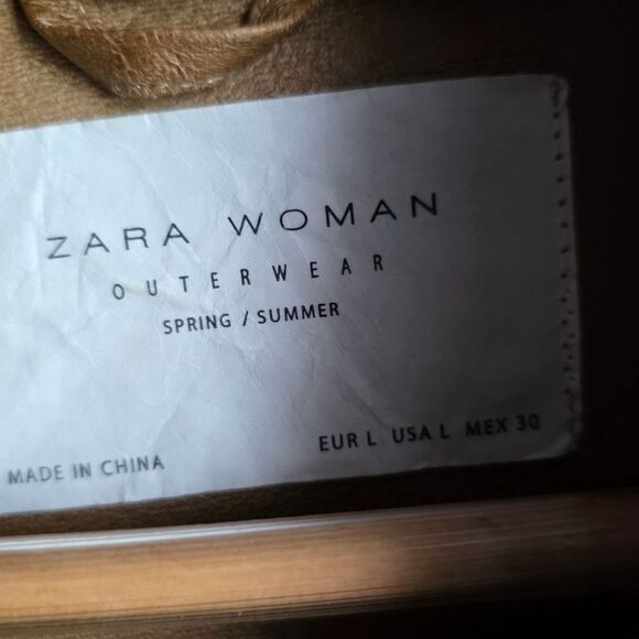 Zara FAUX FUR Sherpa BIKER JACKET TEDDY CAMEL Tan Crop Sz L Moto - Picture 3 of 12